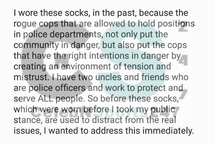 Colin Kaepernick Responds to SFPD with His Socks