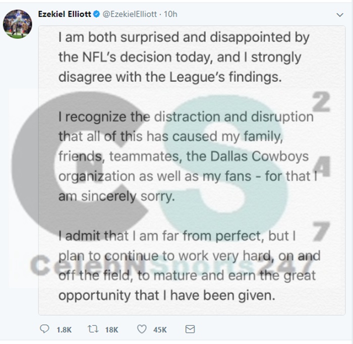 Ezekiel Elliott Surprised and Disappointed By NFL