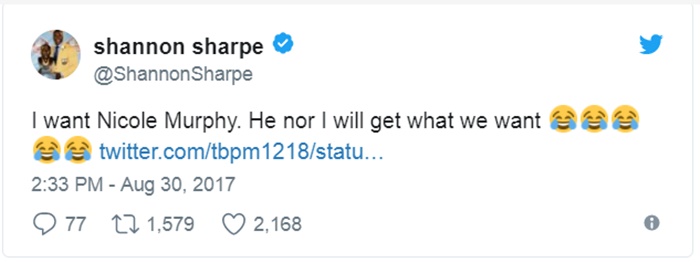 Shannon Sharpe Celebrates His WCW Nicole Murphy