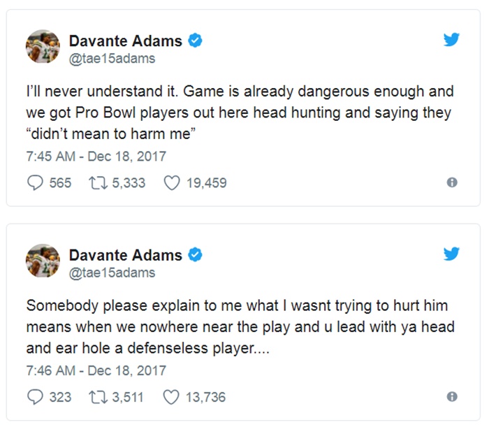 Davante Adams BLINDSIDED by Thomas Davis; Apology NOT Enough