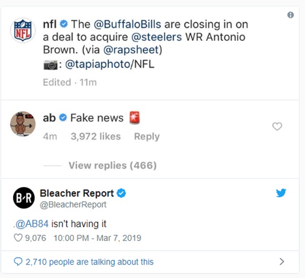 Antonio Brown Posts Savage Meme Annihilating Buffalo