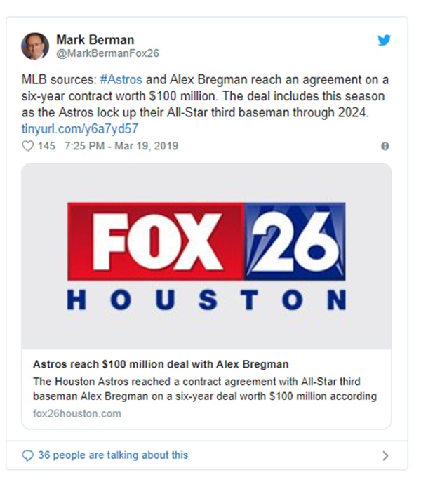 Alex Bregman Signs New 6 Year $100M Deal with Astros