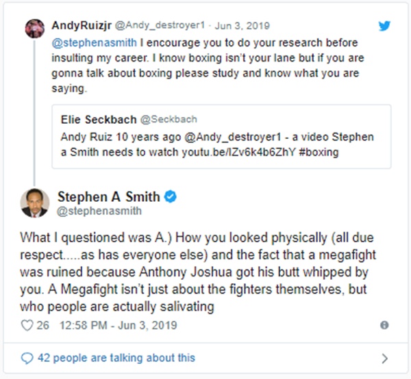 Andy Ruiz Jr. CLAPS BACK at ESPN’s Stephen A. Smith for Body-Shaming