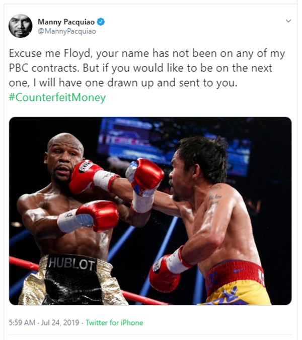 Manny Pacquiao Baits Floyd Mayweather For Possible Rematch