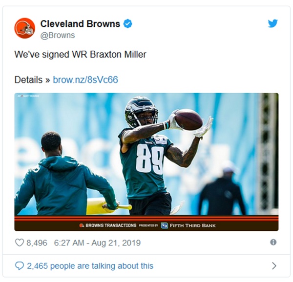 BITES: Browns Sign QB Braxton Miller; Dolphins Lockdown WR Jakeem Grant