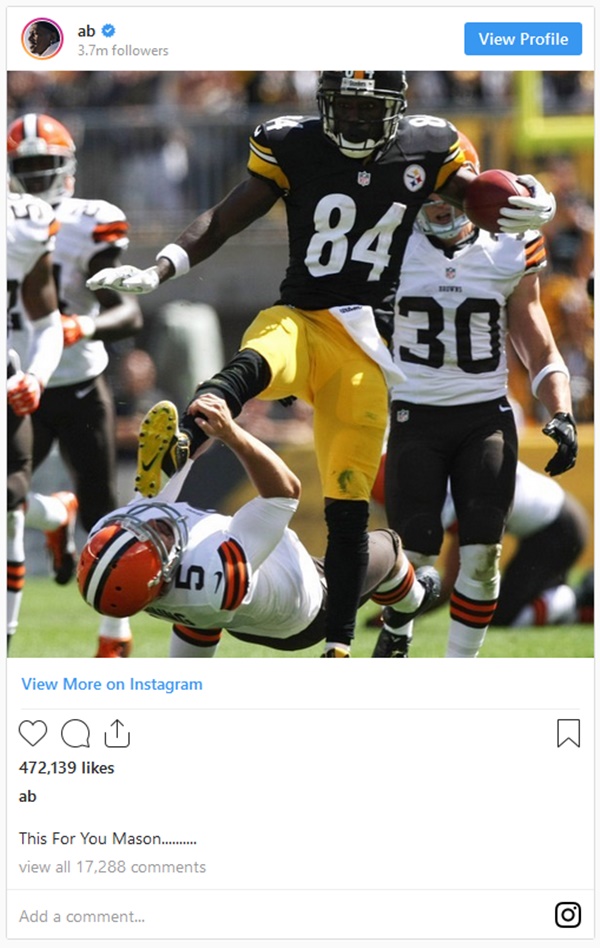 Antonio Brown Defends Mason Rudolph