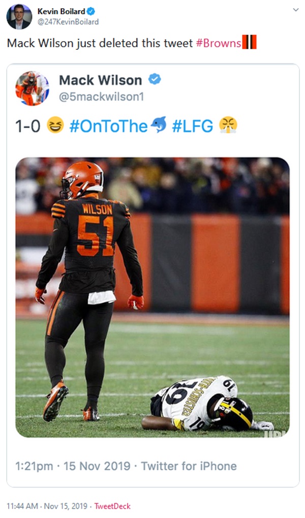 Mack Wilson Post/Deletes Horrific Pic Glorifying JuJu Smith-Schuster’s Concussion