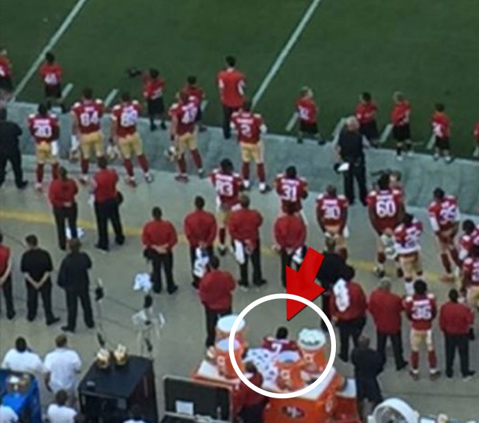 49ers QB Colin Kaepernick Sits During National Anthem