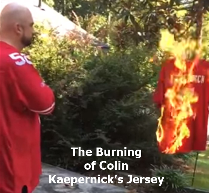 Enraged Fan BURNS 49ers Colin Kaepernick Jersey