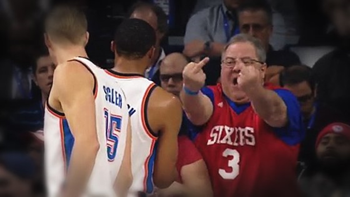 OKC Fan EJECTED for FLIPPING Bird at Russell Westbrook
