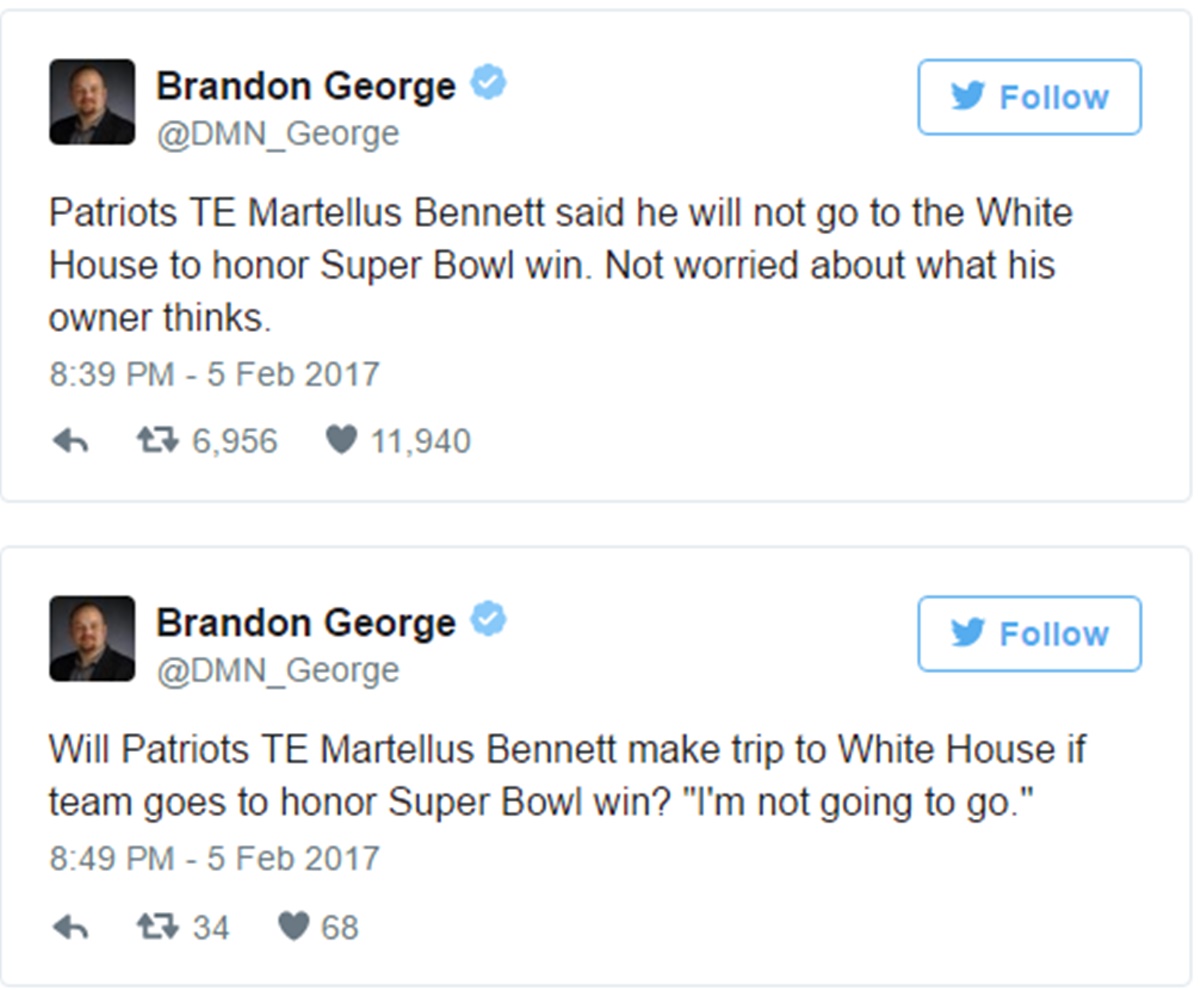 Martellus Bennett NOT Going to White House To See Donald Trump