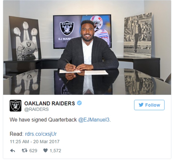 EJ Manuel Signs to The Oakland Raiders