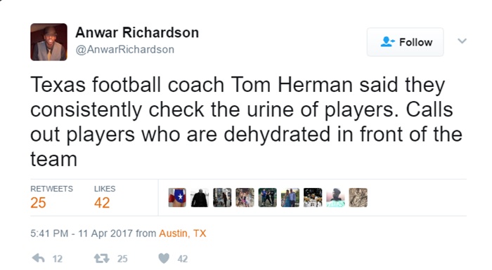 Texas Football coach Tom Herman Pee Shames