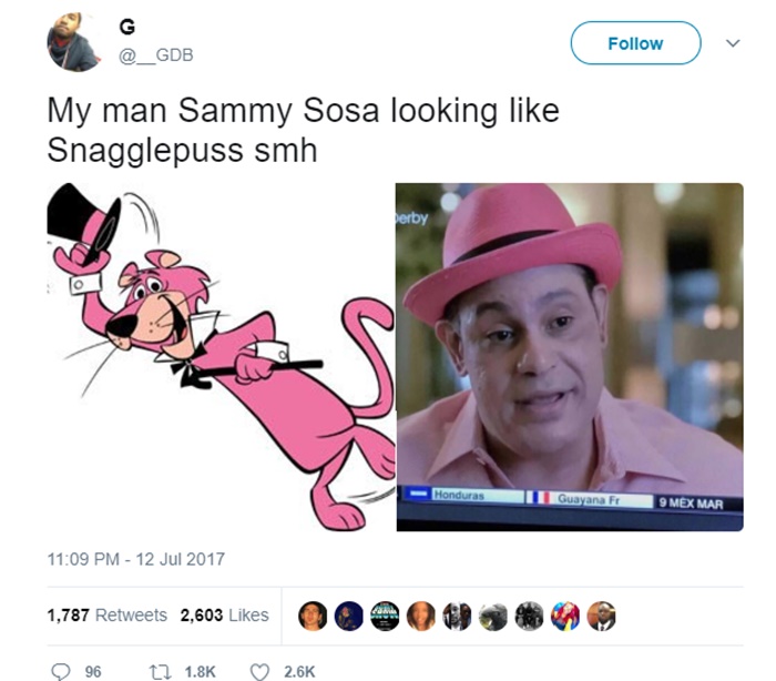 Sammy Sosa 50 Shades Whiter NOT Pretty In Pink