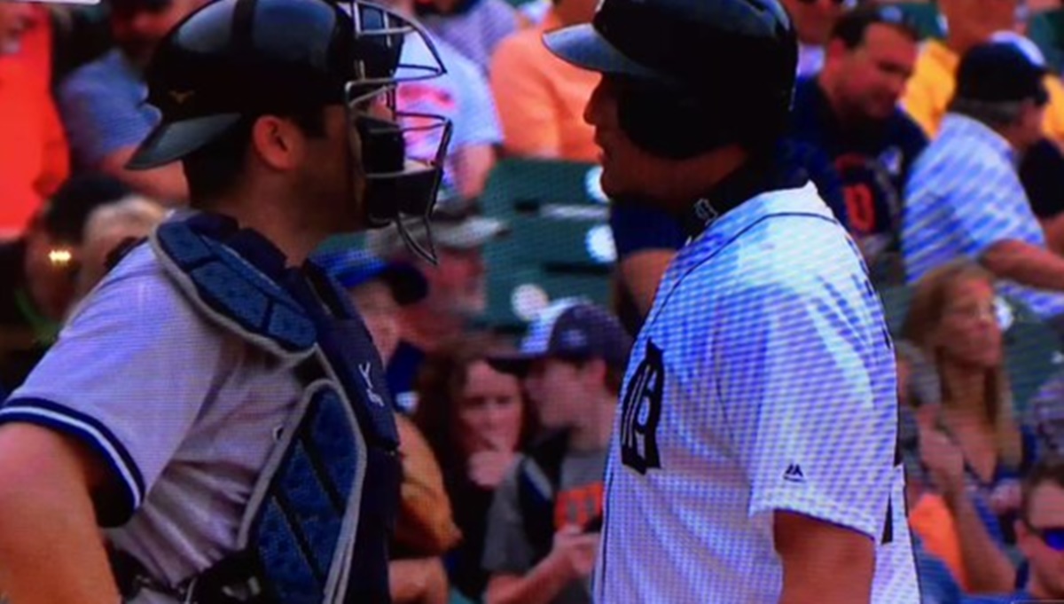 Austin Romine and Miguel Cabrera Brawling on Home Plate