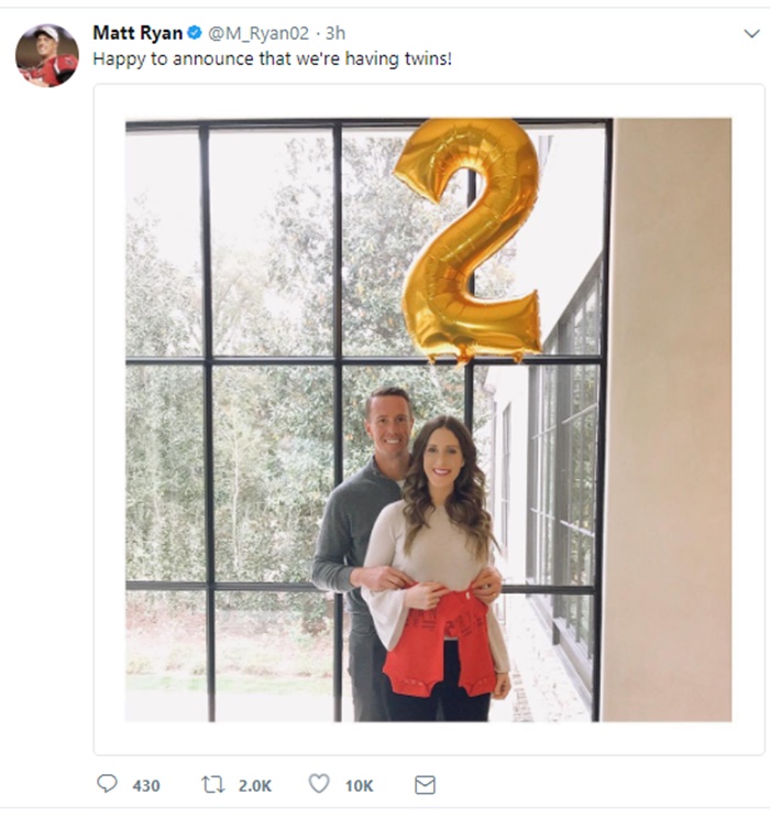 Matt Ryan Expecting Twins