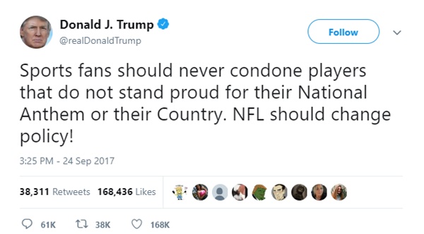 New Policy: NFL Teams Fined if Players Kneel During National Anthem