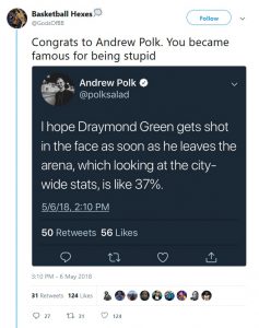 Andrew Polk Apologizing for Draymond Green Death Threat