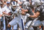 NFL: RAMS Khadarel Hodge Makes 48-yard Gain: Raiders Chris Warren III Plays Hard