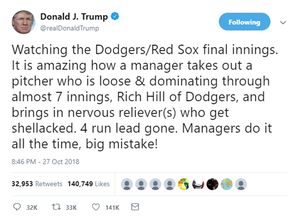 Dodgers Rich Hill RIPS Trump: Focus On Being A President
