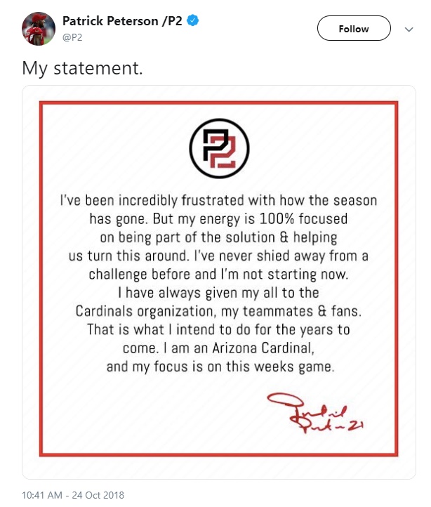 Patrick Peterson Vows Loyalty to Arizona Cardinals