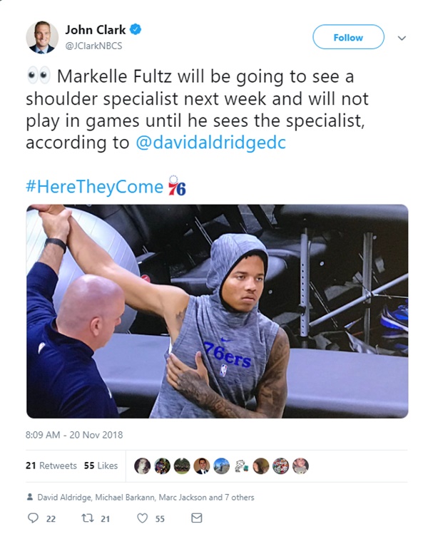 Markelle Fultz Ruled Out With Shoulder Injury