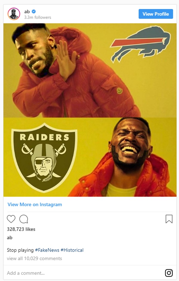 Antonio Brown Posts Savage Meme Annihilating Buffalo