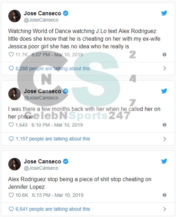 Jose Canseco: A-Rod Been Cheating on JLo + He's Sure of It