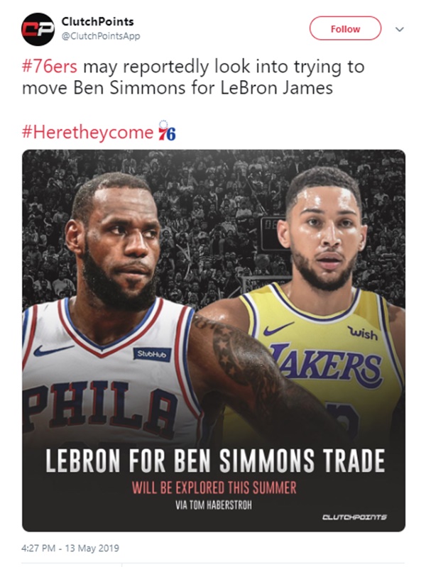 Ben Simmons LeBron James Trade Possibly in Works