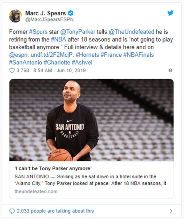 Tony Parker Retiring After 18 NBA Awesome Seasons