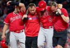 Angels Tommy La Stella Fouls Ball off Knee; Out with Injury