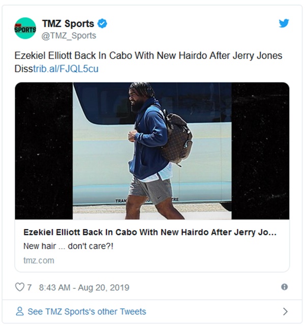 Ezekiel Elliott Back To Cabo After Jerry Jones 'Joke'